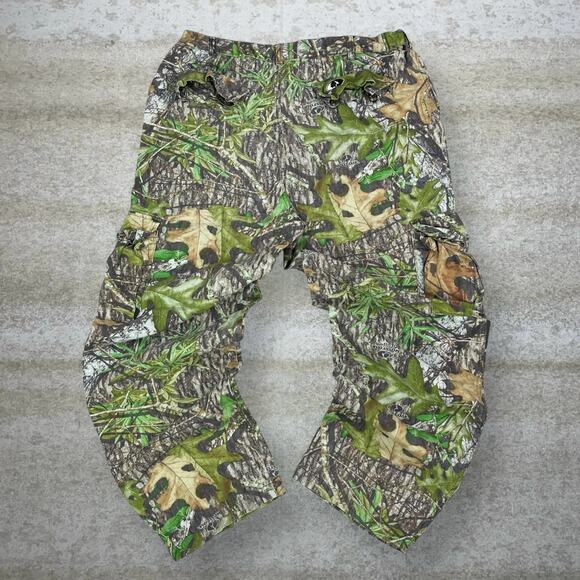 Vintage Mossy Oak Hunting Camo Tactical Pants Baggy Wide Leg Cargos Woodland 90s - Picture 1 of 5